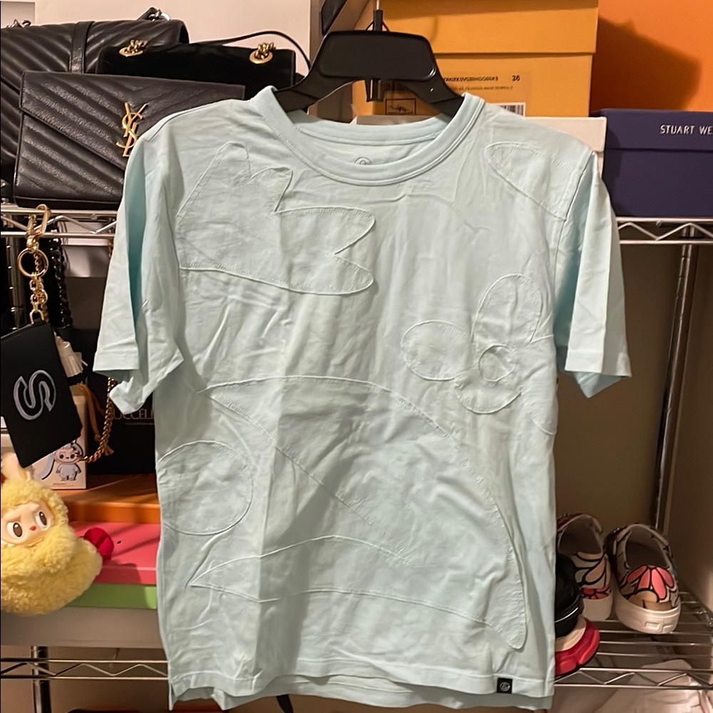 Kids Light Blue Crew Neck T-Shirt with Subtle Stitch Appliqué
